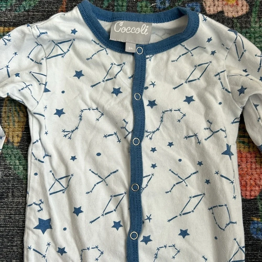 Coccoli Star Print Baby Sleeper Footie Pajamas, Size 3 Months